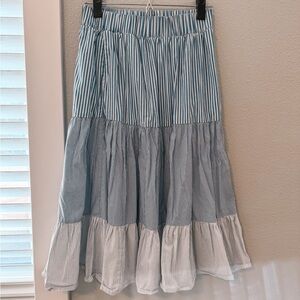 Zara Striped Blue and White Tiered Skirt